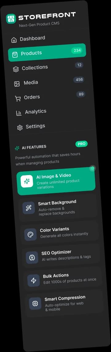 Storefront product CMS panel